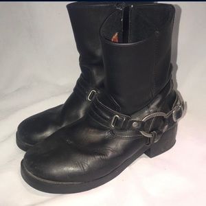 Harley-Davidson Women's Christa Black
Leather Round Toe Chunky Harness Boots